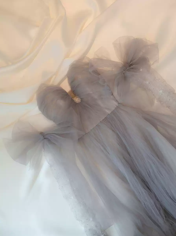 Robe de bal de princesse bustier à volants en satin long, robe de soirée C8117