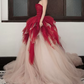 Robe de bal de princesse bustier à volants en satin long, robe de soirée C8117