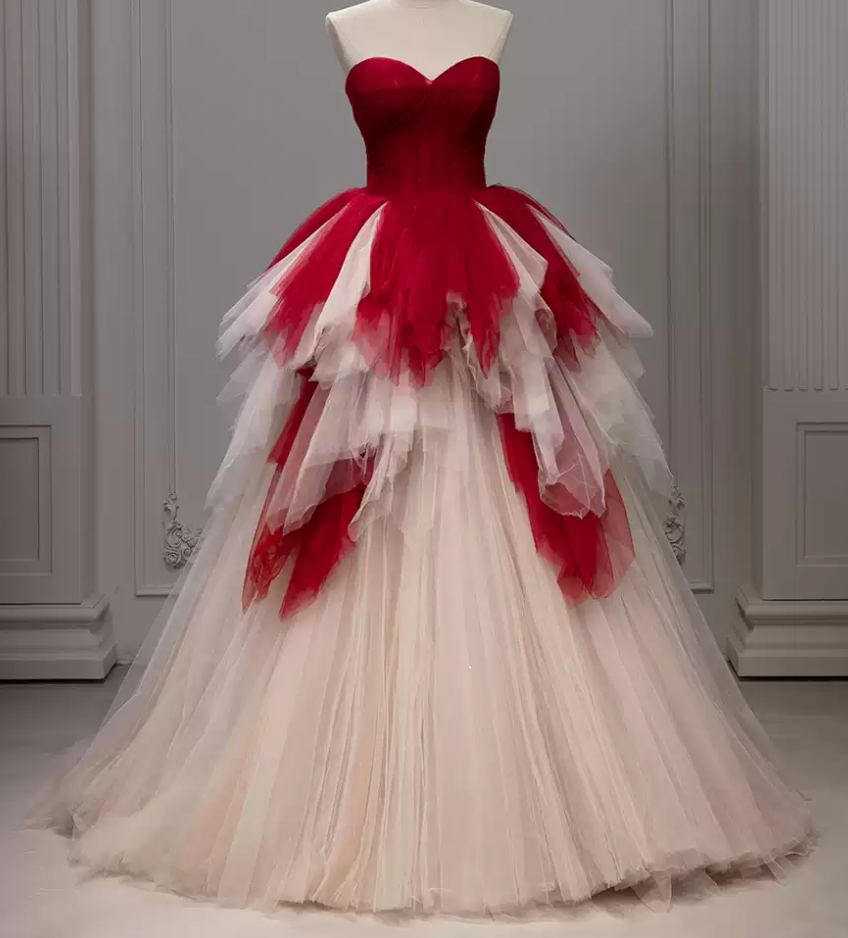 Robe de bal de princesse bustier à volants en satin long, robe de soirée C8117
