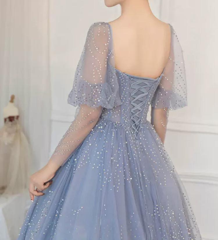 Robe de bal de princesse bustier à volants en satin long, robe de soirée C8117
