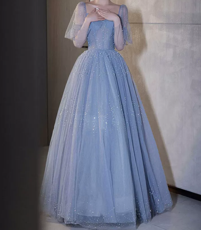Robe de bal de princesse bustier à volants en satin long, robe de soirée C8117