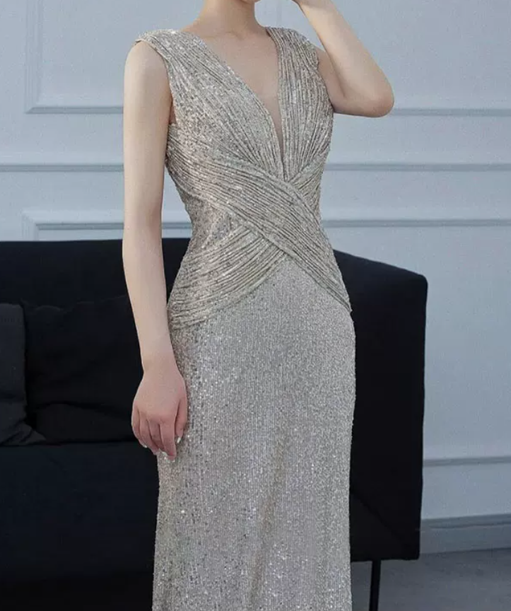 Robe de bal de princesse bustier à volants en satin long, robe de soirée C8117