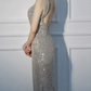Robe de bal de princesse bustier à volants en satin long, robe de soirée C8117