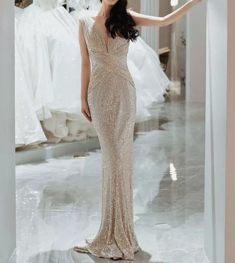 Robe de bal de princesse bustier à volants en satin long, robe de soirée C8117