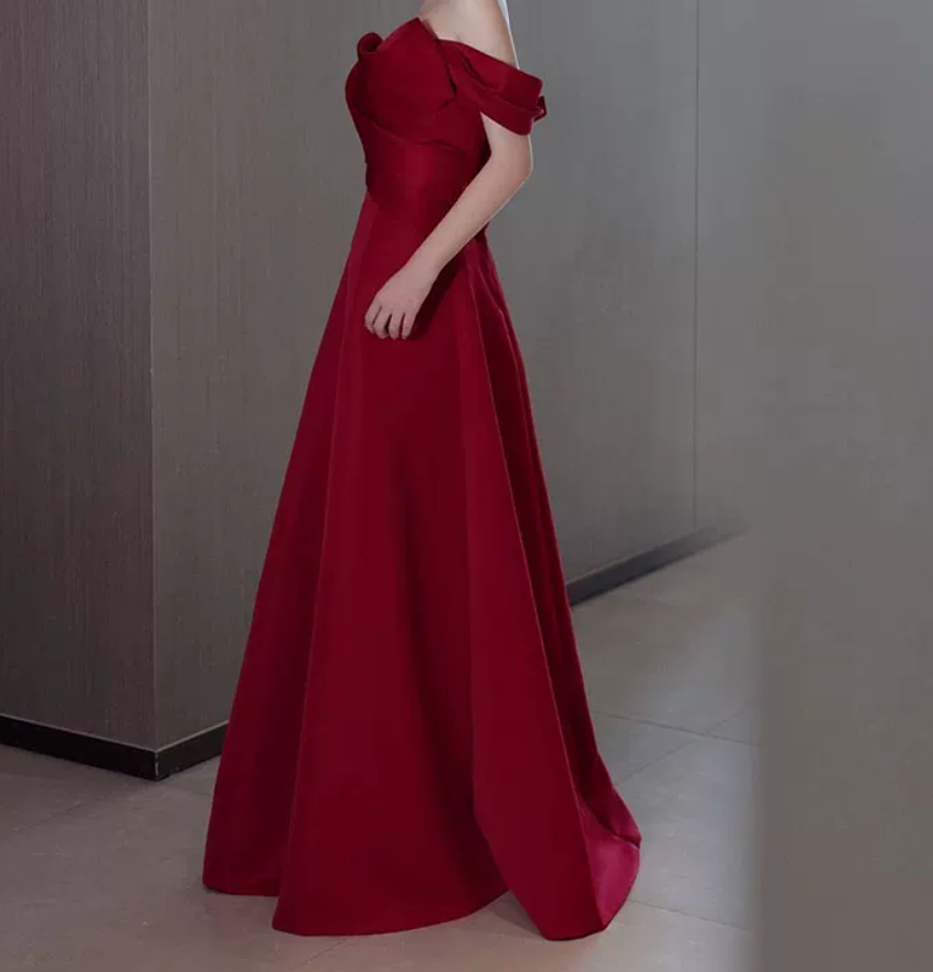 Robe de bal de princesse bustier à volants en satin long, robe de soirée C8117