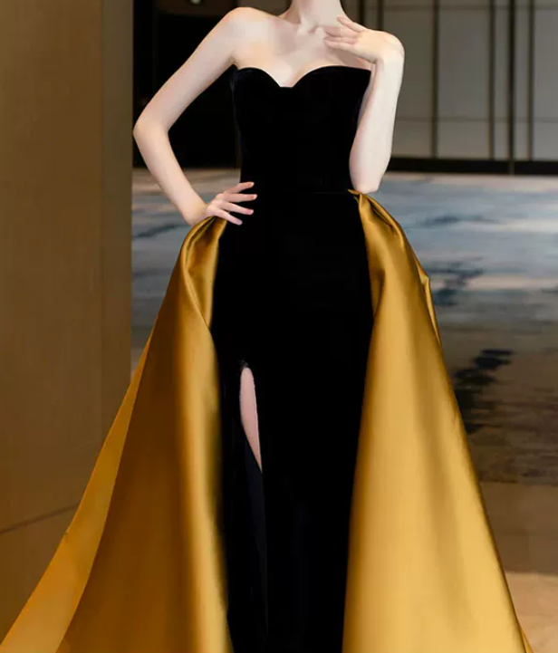 Robe de bal de princesse bustier à volants en satin long, robe de soirée C8117