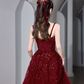 Robe de bal de princesse bustier à volants en satin long, robe de soirée C8117