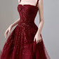 Robe de bal de princesse bustier à volants en satin long, robe de soirée C8117