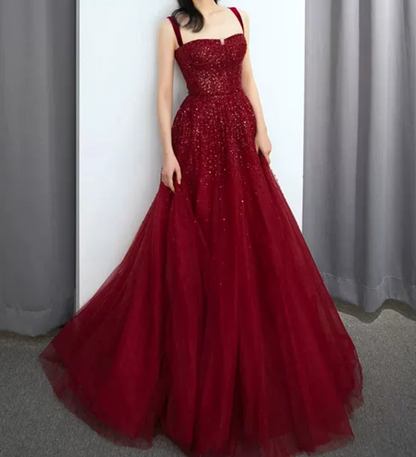 Robe de bal de princesse bustier à volants en satin long, robe de soirée C8117
