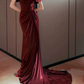 Robe de bal de princesse bustier à volants en satin long, robe de soirée C8117