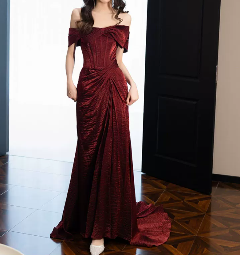 Robe de bal de princesse bustier à volants en satin long, robe de soirée C8117