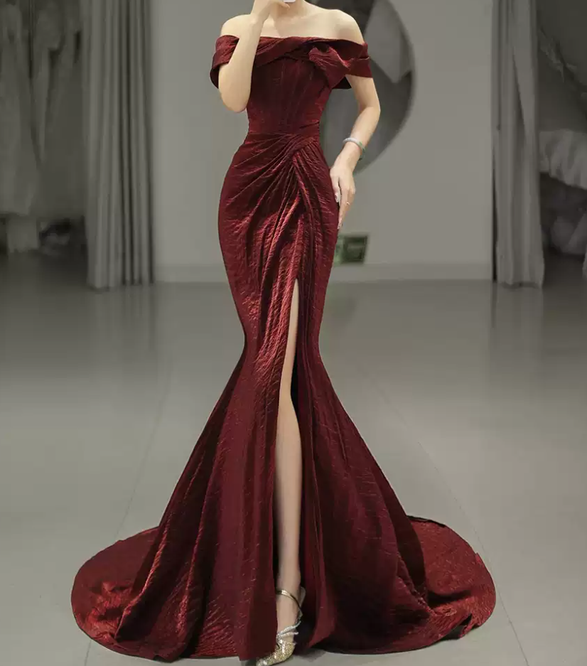 Robe de bal de princesse bustier à volants en satin long, robe de soirée C8117