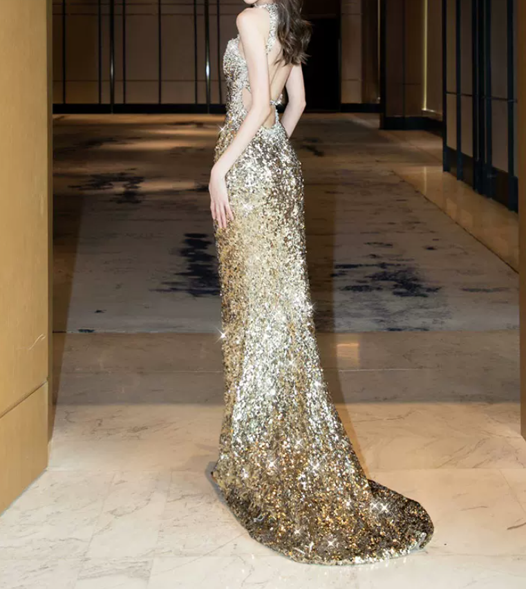 Robe de bal de princesse bustier à volants en satin long, robe de soirée C8117