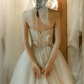 Superbe robe de mariée sirène bustier en satin et tulle, longue et en dentelle, C4563