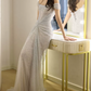 Robe de bal de princesse bustier à volants en satin long, robe de soirée C8117