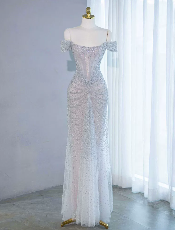 Robe de bal de princesse bustier à volants en satin long, robe de soirée C8117