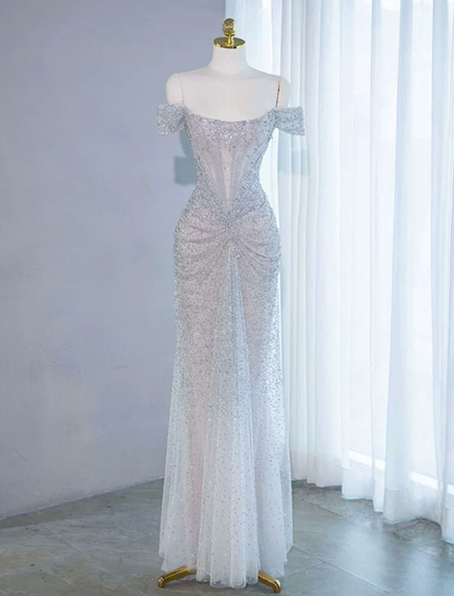 Robe de bal de princesse bustier à volants en satin long, robe de soirée C8117