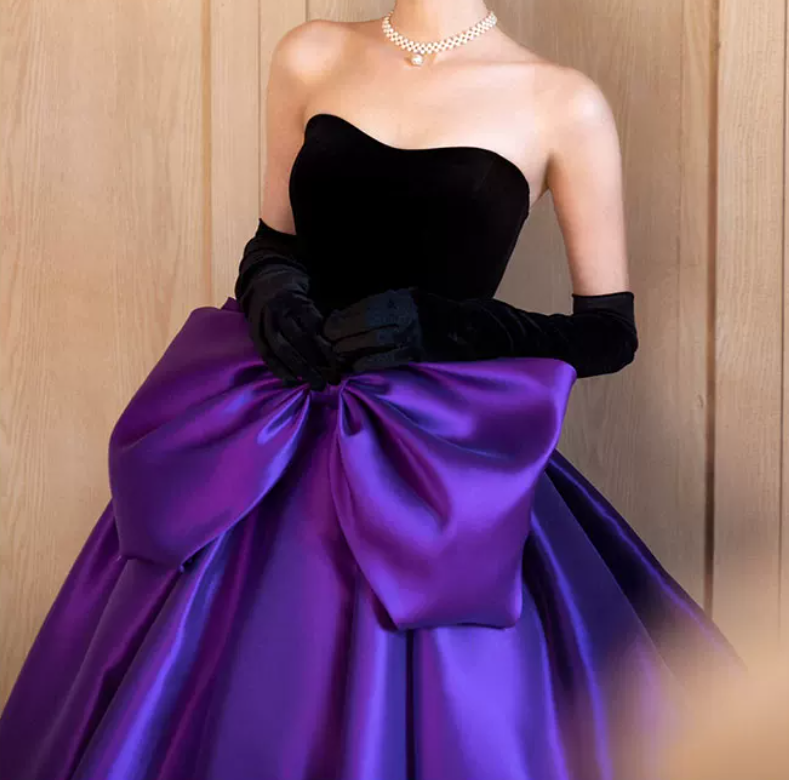 Robe de bal de princesse bustier à volants en satin long, robe de soirée C8117
