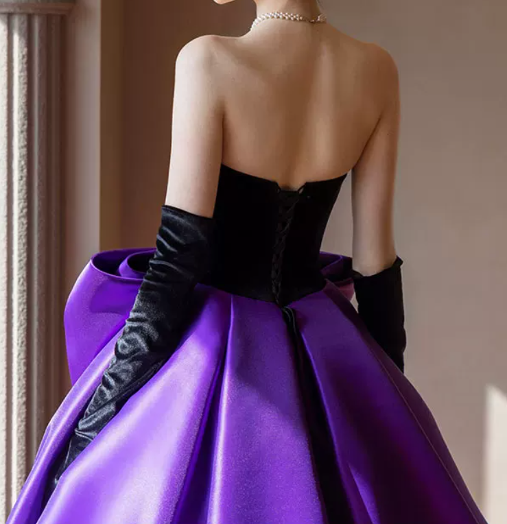 Robe de bal de princesse bustier à volants en satin long, robe de soirée C8117