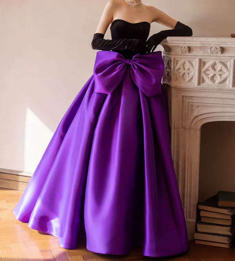 Robe de bal de princesse bustier à volants en satin long, robe de soirée C8117