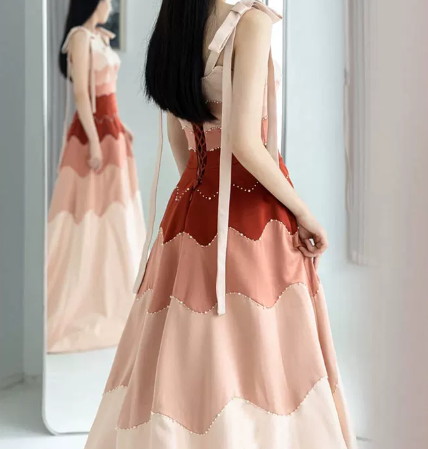 Robe de bal de princesse bustier à volants en satin long, robe de soirée C8117