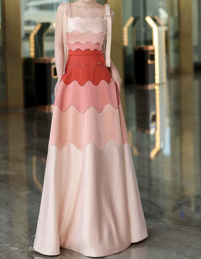 Robe de bal de princesse bustier à volants en satin long, robe de soirée C8117