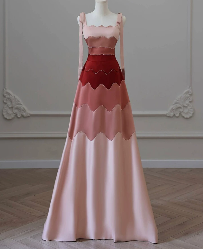 Robe de bal de princesse bustier à volants en satin long, robe de soirée C8117