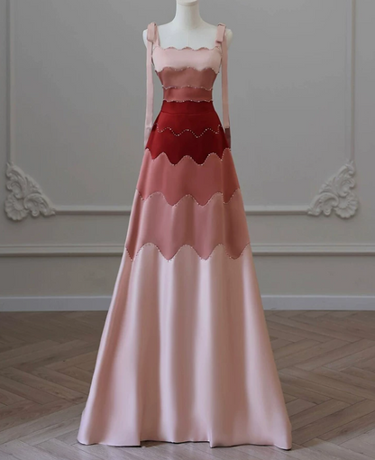 Robe de bal de princesse bustier à volants en satin long, robe de soirée C8117