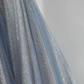 Romantic Spaghetti Straps Blue Prom Dress Sequins Tulle A-Line Evening Dress C8888