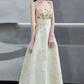 Dreamy Spaghetti Straps Green Prom Dress Sequins Appliques A-Line Evening Dress C8889