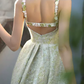 Dreamy Spaghetti Straps Green Prom Dress Sequins Appliques A-Line Evening Dress C8889