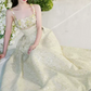 Dreamy Spaghetti Straps Green Prom Dress Sequins Appliques A-Line Evening Dress C8889
