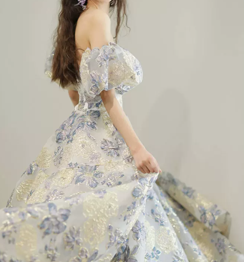 Robe de bal de princesse bustier à volants en satin long, robe de soirée C8117