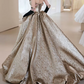 Elegant Strapless Gold Prom Dress Appliques A-Line Evening Dress C8892