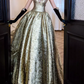 Elegant Strapless Gold Prom Dress Appliques A-Line Evening Dress C8892