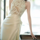 Graceful Halter Neck Lace Wedding Dresses Satin A-Line Bridal Dress C8893