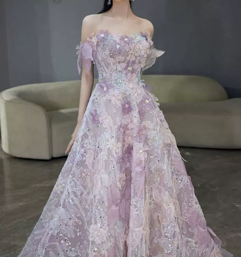 Robe de bal de princesse bustier à volants en satin long, robe de soirée C8117