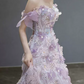 Robe de bal de princesse bustier à volants en satin long, robe de soirée C8117