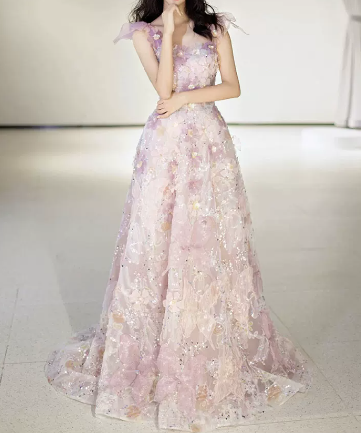 Robe de bal de princesse bustier à volants en satin long, robe de soirée C8117