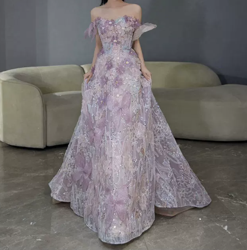 Robe de bal de princesse bustier à volants en satin long, robe de soirée C8117
