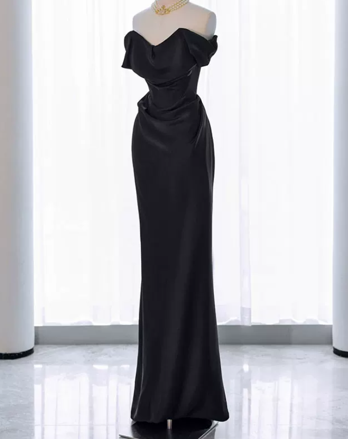 Robe de bal de princesse bustier à volants en satin long, robe de soirée C8117