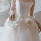 Enchanting Strapless Slit Wedding Dresses Handmade Flowers Tulle A-Line Bridal Dress C8897