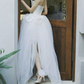 Enchanting Strapless Slit Wedding Dresses Handmade Flowers Tulle A-Line Bridal Dress C8897