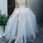 Enchanting Strapless Slit Wedding Dresses Handmade Flowers Tulle A-Line Bridal Dress C8897