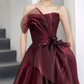 Robe de bal de princesse bustier à volants en satin long, robe de soirée C8117
