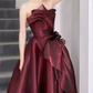 Robe de bal de princesse bustier à volants en satin long, robe de soirée C8117
