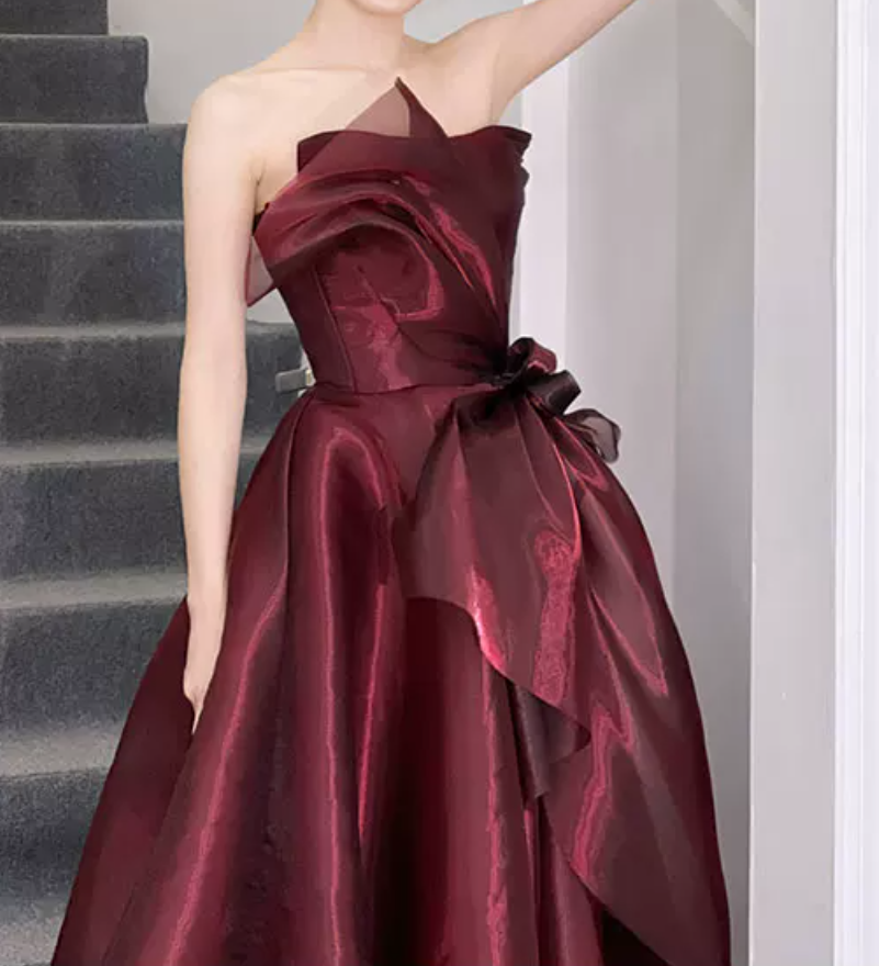 Robe de bal de princesse bustier à volants en satin long, robe de soirée C8117