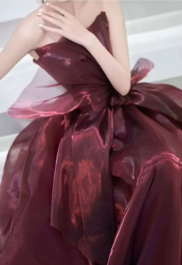 Robe de bal de princesse bustier à volants en satin long, robe de soirée C8117