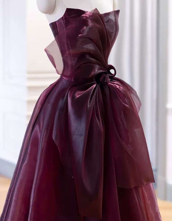 Robe de bal de princesse bustier à volants en satin long, robe de soirée C8117