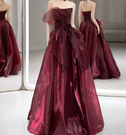 Robe de bal de princesse bustier à volants en satin long, robe de soirée C8117